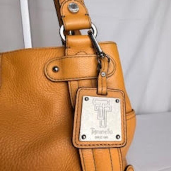 Tignanello Pebble Leather Shoulder Bag – Mustard Yellow – Double Strap Tote - Picture 5 of 12